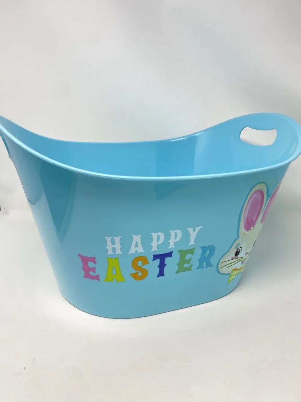 Target Happy Easter Plastic Tub Light Blue - Spritz™ Handles Bunny Chicks